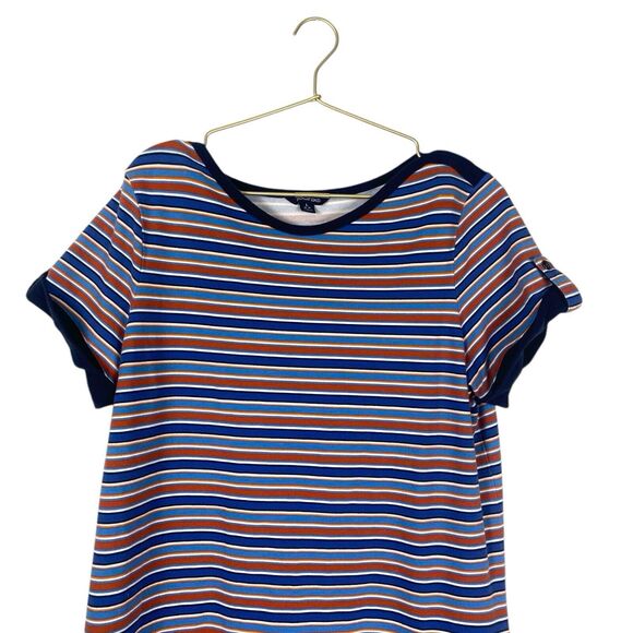 Land's End Red/Blue Striped Short Sleeve Cotton Blend‎ Dress - L (14-16) 356 - Picture 2 of 9